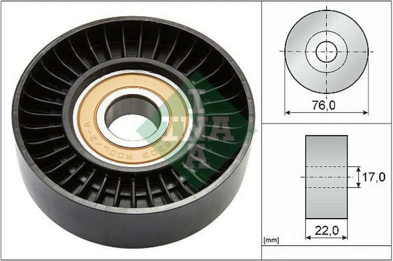 Bild von INA Spannrolle, Keilrippenriemen Ø76mm 76mm für MERCEDES-BENZ 6682020219 A1662020219 A1662020519 531 0677 30