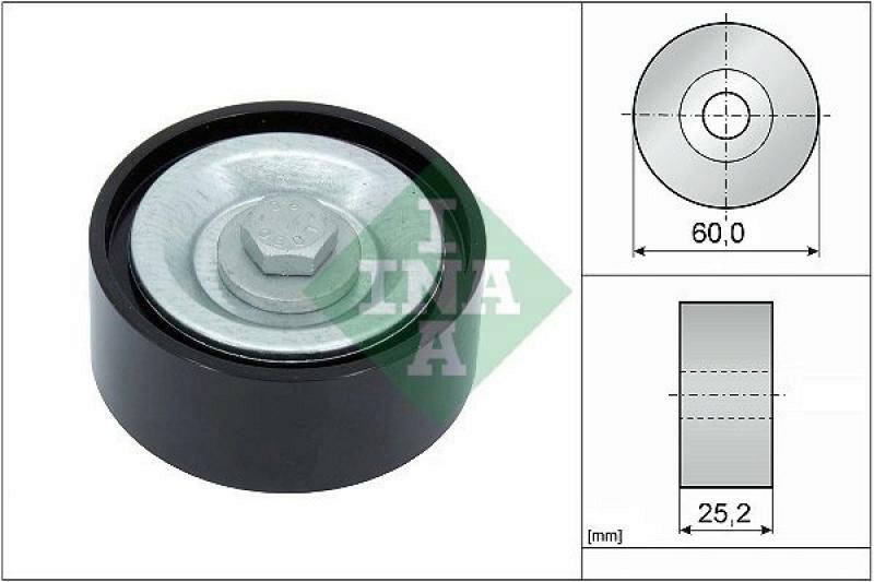 Bild von INA Umlenk-/Führungsrolle, Keilrippenriemen Ø60mm 60mm für RENAULT LADA DACIA 119238248R 119233042R 8200598966 532 0715 10