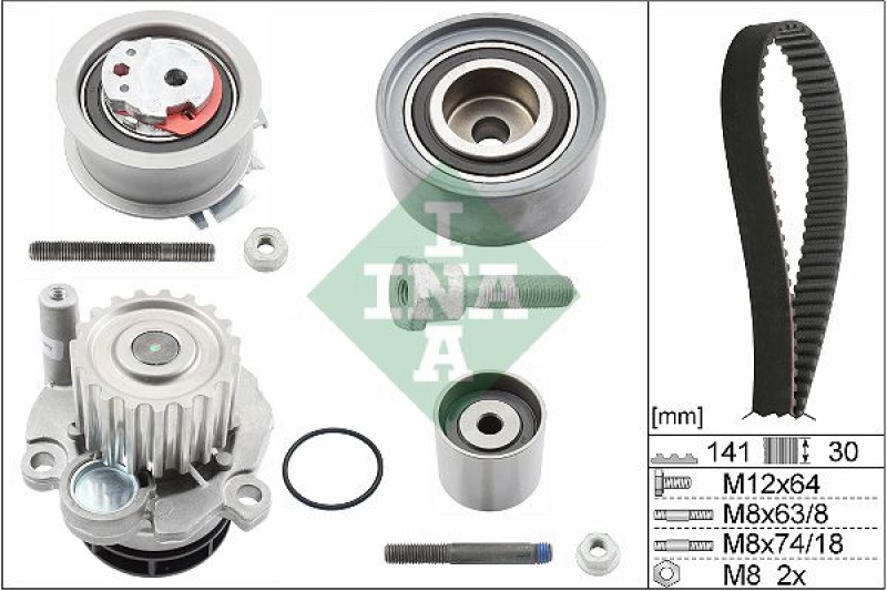Bild von INA 530 0463 30 Wasserpumpe + Zahnriemensatz Wasserpumpe + Zahnriemenkit mit Wasserpumpe 30 VOLKSWAGEN: Passat B6 Saloon, Passat B6 Variant, Golf 5