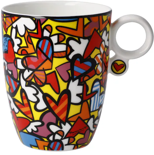 Bild von Goebel Romero Britto Kaffeebecher aus Fine Bone China All We Need is Love - Pop Art, Maße: 9,5cm x 13cm x 11cm, 66-452-84-1