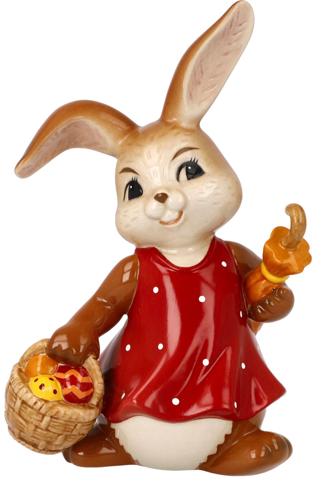 Bild von Goebel Osterhase "Unterwegs zu Dir", Sammelfigur, Hasenmädchen mit Eierkorb und Regenschirm
