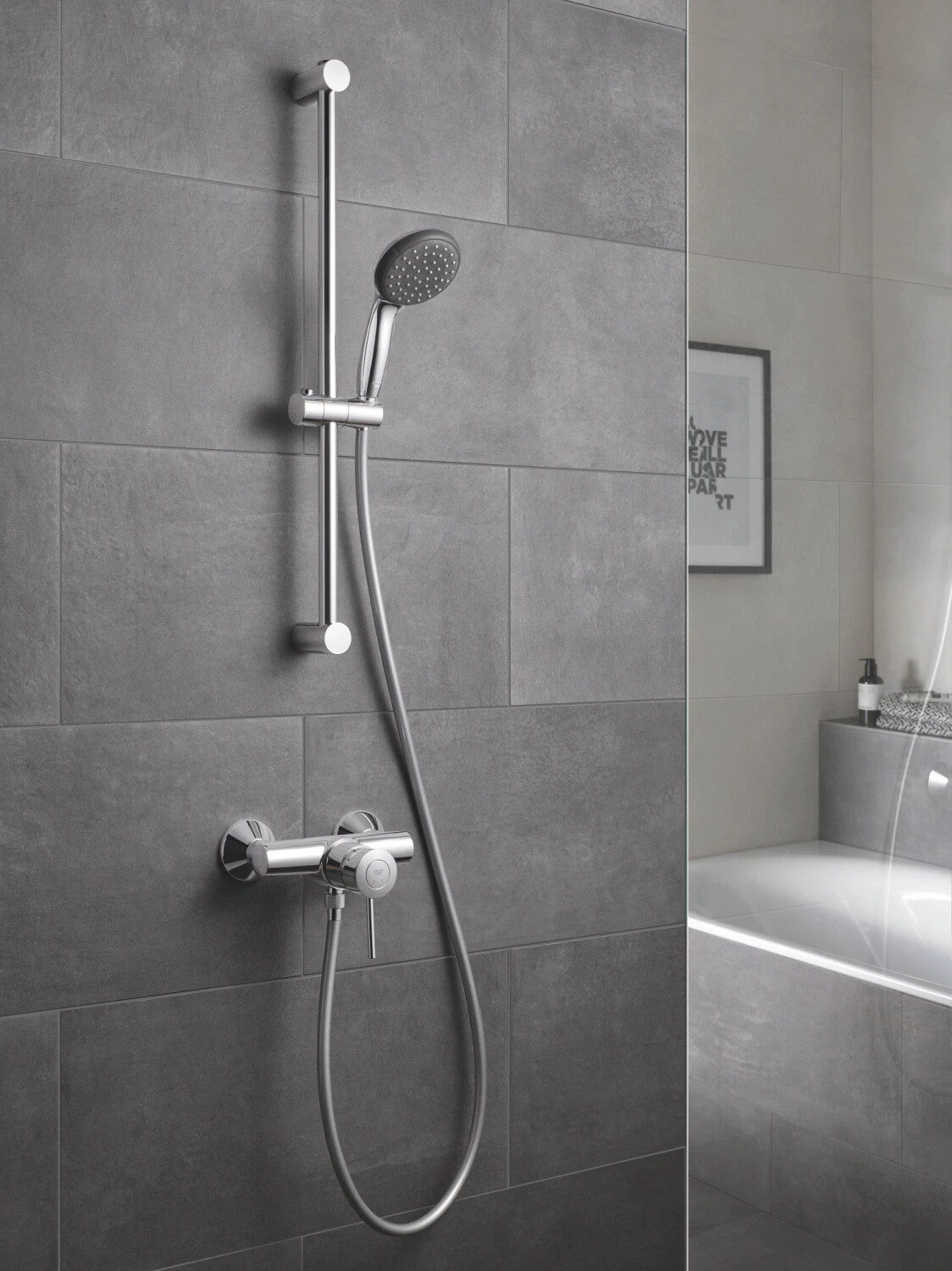 Bild von Grohe, Duschsystem, Vitalio Start 100 Brausestangen-Set, 2 Strahlarten, Brausestange 600mm, wassersparend, chrom