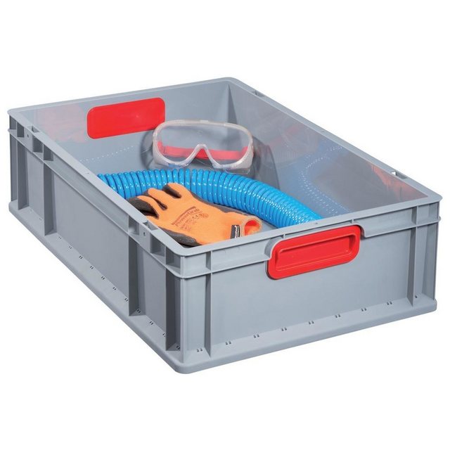 Bild von Allit Aufbewahrungsbox EuroBox 417,400 x 300 x 170 mm, Griffe geschl., grau/rot