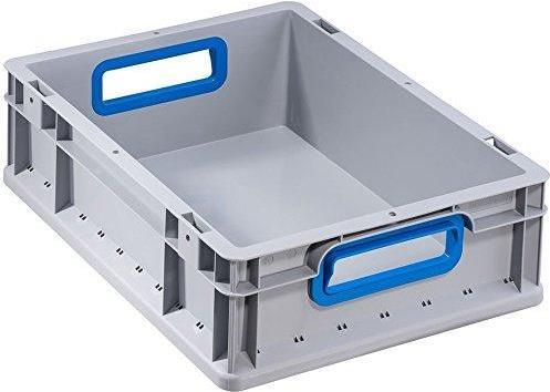 Bild von Allit Aufbewahrungsbox, EuroBox 417 Größe 400 x 300 x 170 mm Griffe offen grau / blau