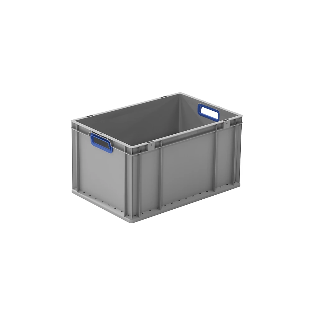 Bild von allit Aufbewahrungsbox ProfiPlus EuroBox 632, grau/blau Eurobox aus PP, offene Griffe, stapelbar, widerstandsfähig - 1 Stück (456775)