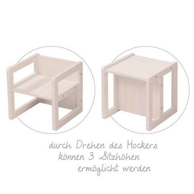 Bild von roba Sitzhocker für Kinder im Landhausstil - Wendehocker & Stuhl mit 3 Sitzhöhen - Multifunktionaler Kinderhocker - Holz weiß