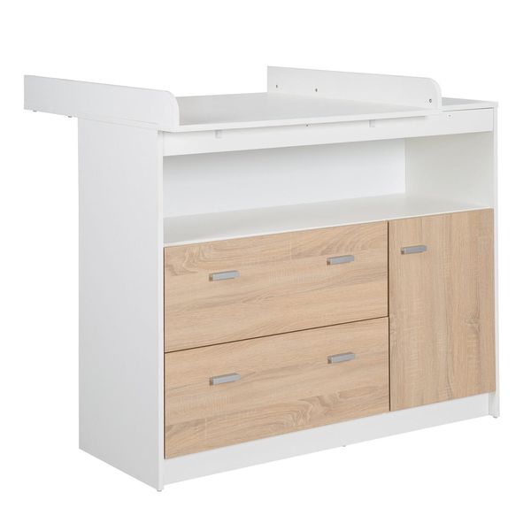 Bild von Wickelkommode 'Gabriella' mit Wickelansatz, 2 Schubladen, 1 Tür, 1 offenes Fach, Wickelhöhe: 90 cm