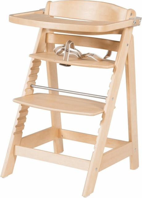 Bild von roba Treppenhochstuhl Sit Up FUN, Hochstuhl inkl. abnehmbarem Essbrett und Bügel, mitwachsend vom Babyhochstuhl bis zum Jugendstuhl, Holz-Hochstuhl, natur