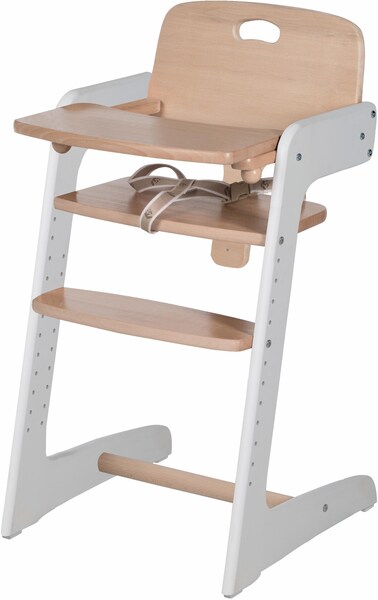 Bild von roba Treppenhochstuhl Kid Up - Essbrett abnehmbar - Mitwachsender Hochstuhl für Babys und Kinder - mit 3 Punkte Gurt - Holz bicolor