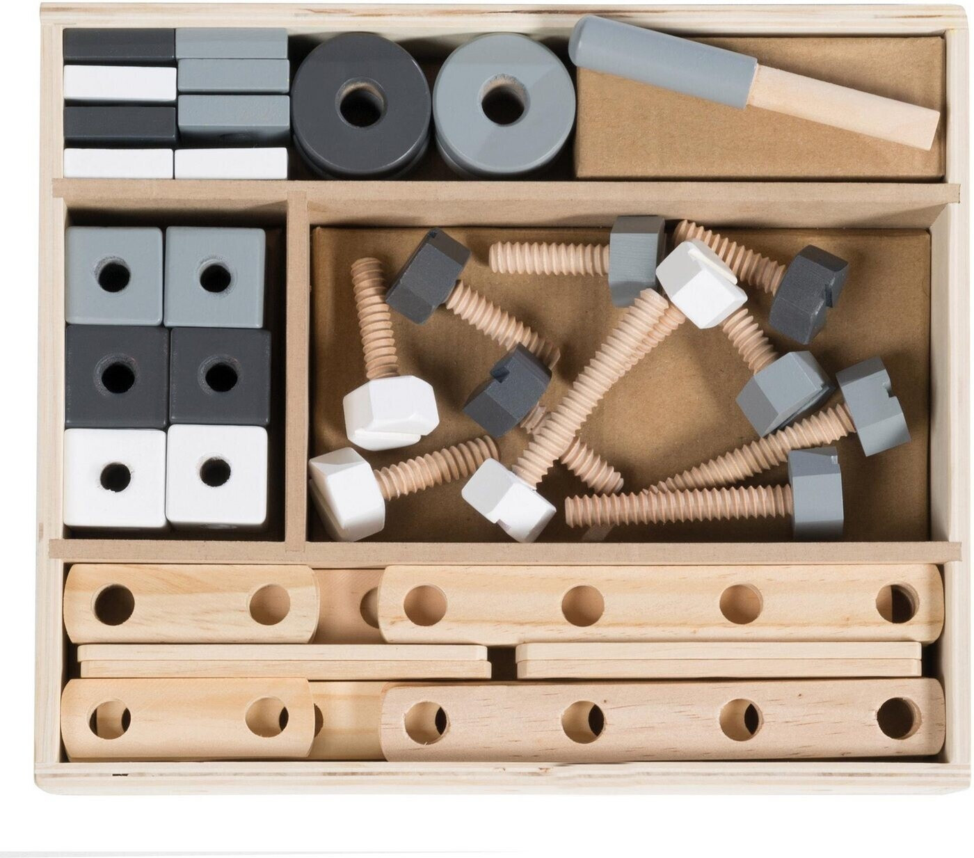 Bild von roba® Baukasten-Set Holzbaukasten, Holz-Werkzeugkiste, 48-tlg