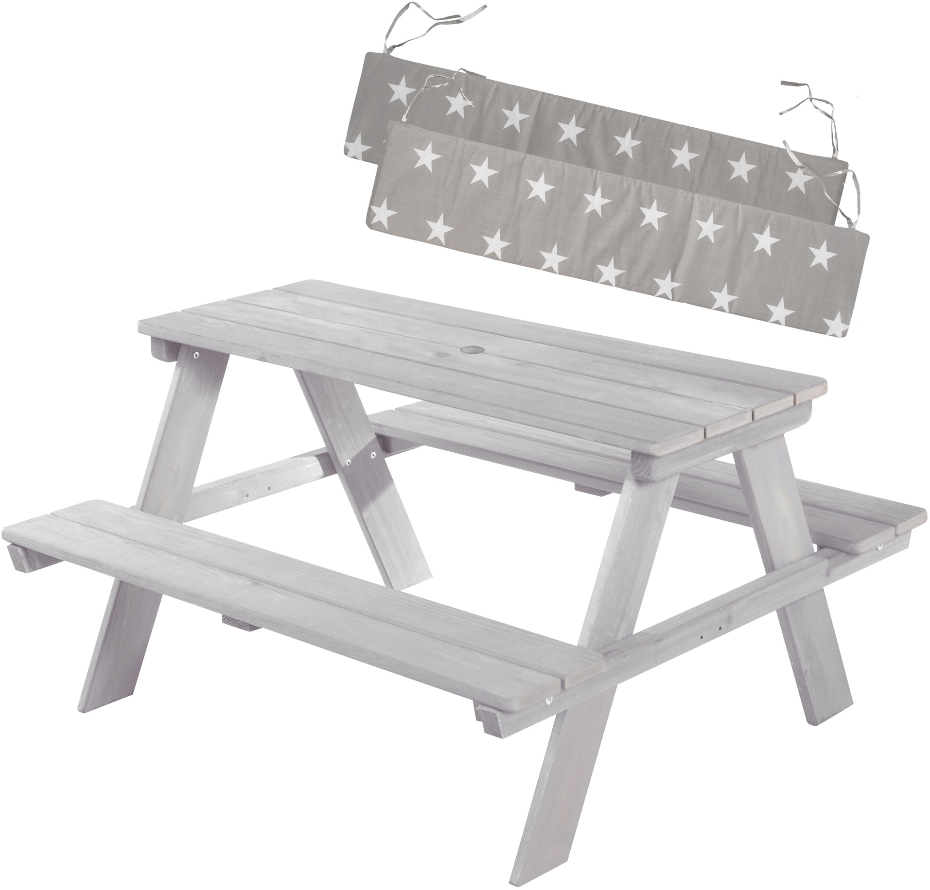 Bild von roba® Kindersitzgruppe »Picknick for 4 Outdoor +, Grau«, (Set), mit abgerundeten Ecken; inklusive Sitzauflagen Â»Little StarsÂ«