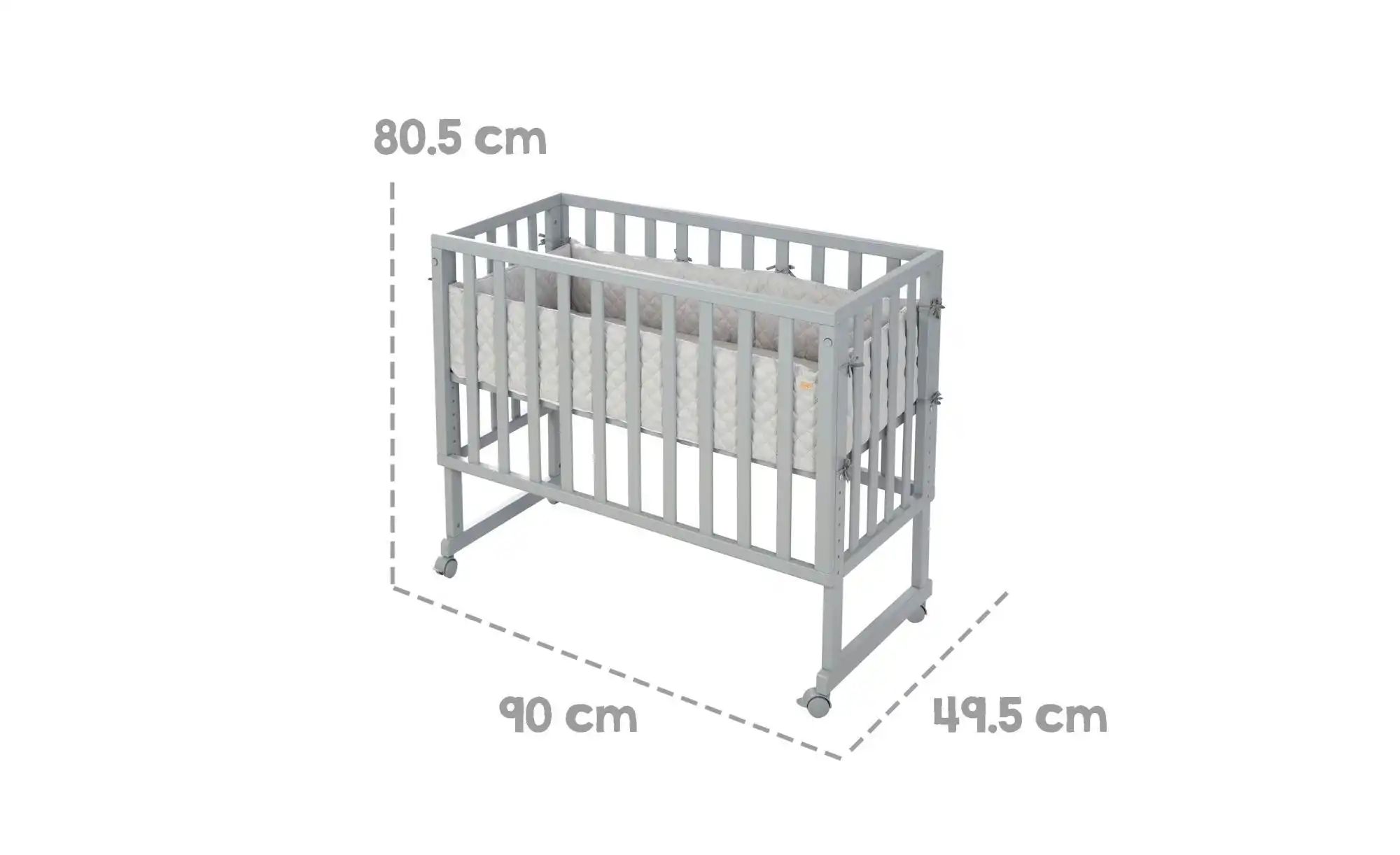 Bild von roba® Stubenbett »3in1 roba Style, taupe/silbergrau«, mit 4 Rollen, Matratze, Nestchen und Sicherheitsbarriere