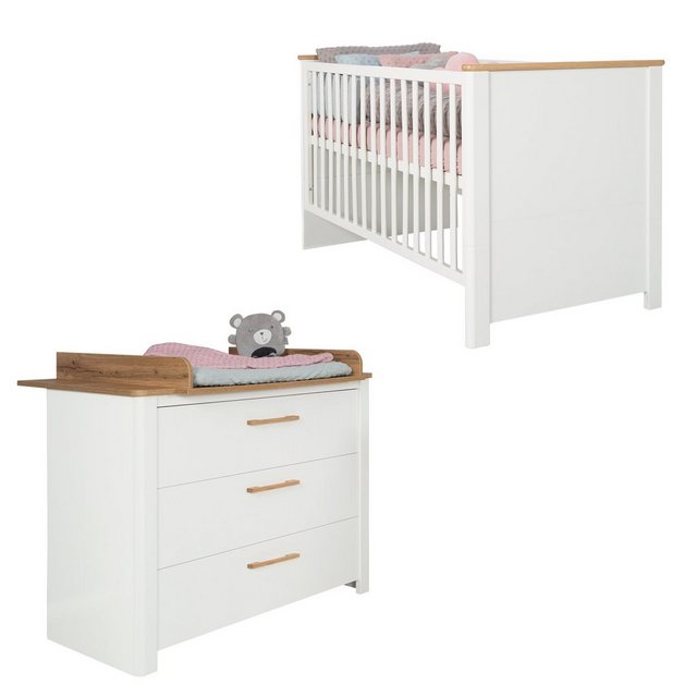 Bild von roba® Babyzimmer-Komplettset Ava, Gitterbett & Wickelkommode