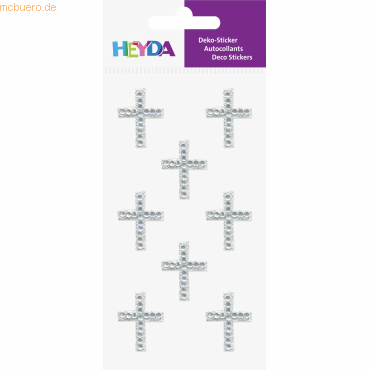 Bild von 6 x Heyda Sticker-Etikett Acrylsteinen Kreuze rund glasklar 8 Stück