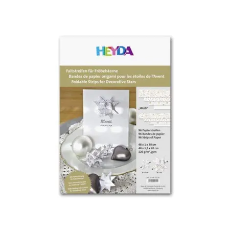 Bild von Heyda 204875538 Faltstreifen-Set für Fröbelsterne 1 x 30 cm & 1, 5 x 45 cm, 4 Motive Sortiert in zwei verschiedenen Größen, Weiß