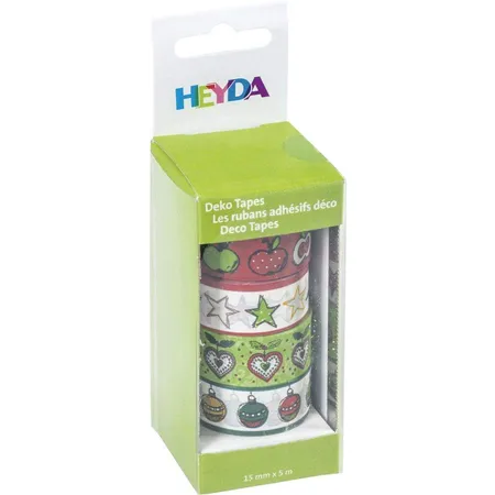 Bild von Heyda 203584386 Heyda 203584386 Deko Tapes (Weihnachten) jede Rolle 15 mm x 5 m, Motiv: Äpfel Äpfel