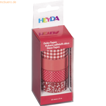 Bild von 5 x Heyda DekoTape Papier 15mmx5m VE=4 Stück sortiert red