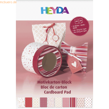 Bild von 5 x Heyda Motivkarton-Block A4 100/220g/qm 20 Blatt rot