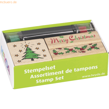 Bild von Heyda 204888481 Heyda 204888481 Stempel-Set (Merry Christmas) Setgröße: 8 x 4,5 x 2,5 cm, 3 Holz-Stempel