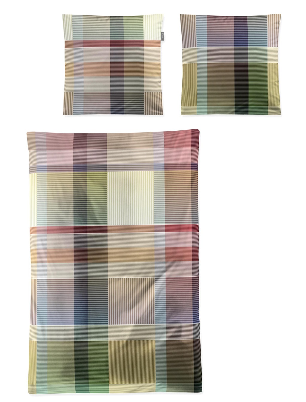 Bild von Irisette Bettwäsche Irisette Mako Satin Bettwäsche Wave 8891-90 gelb grün kariert 155x220, Mako Satin, 2 teilig, Verdeckter Qualitäts-Reißverschluss