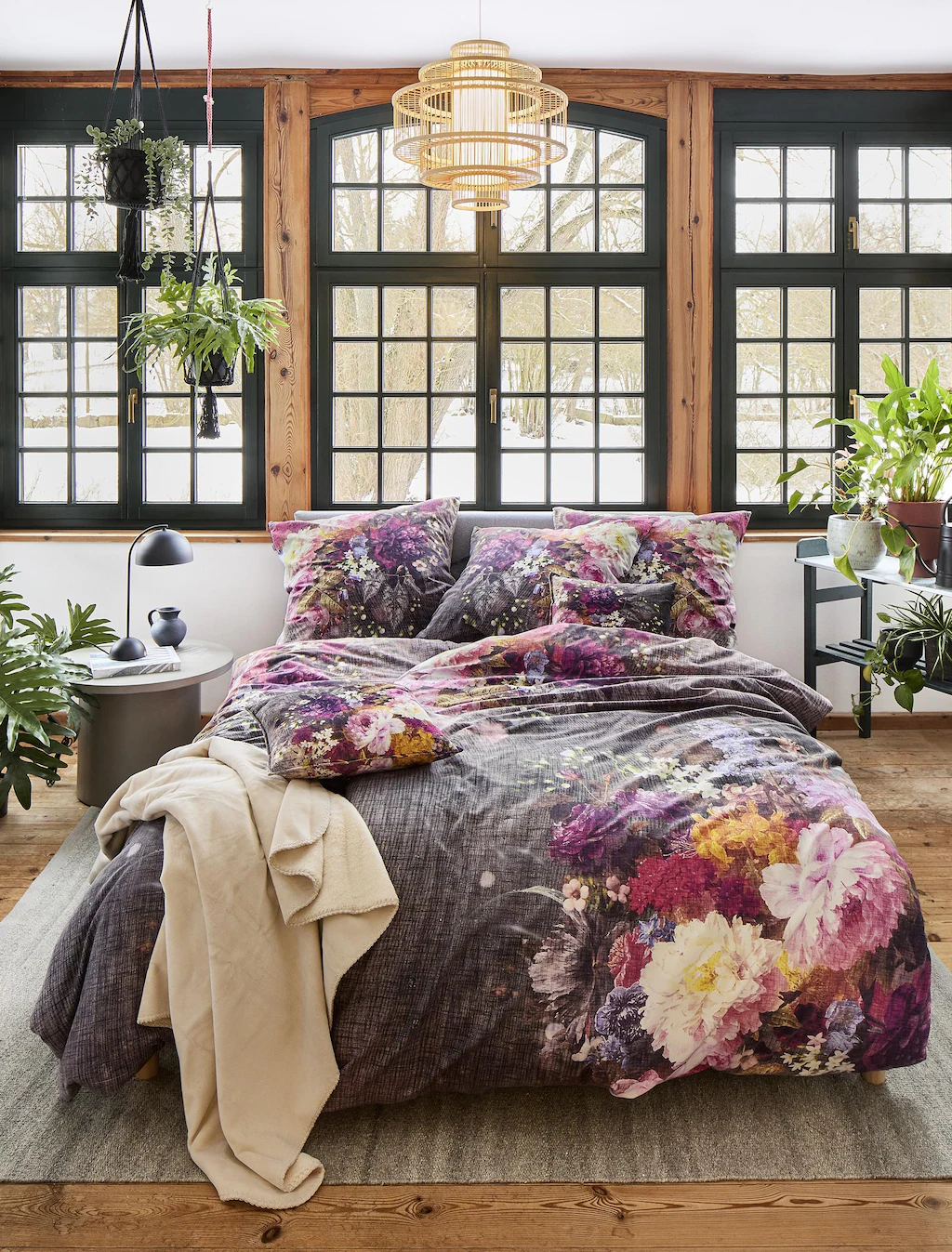 Bild von Irisette Bettwäsche Irisette Zobel Flausch Cotton Bettwäsche 155x220 Rosen Blumen grau, Baumwolle, 2 teilig