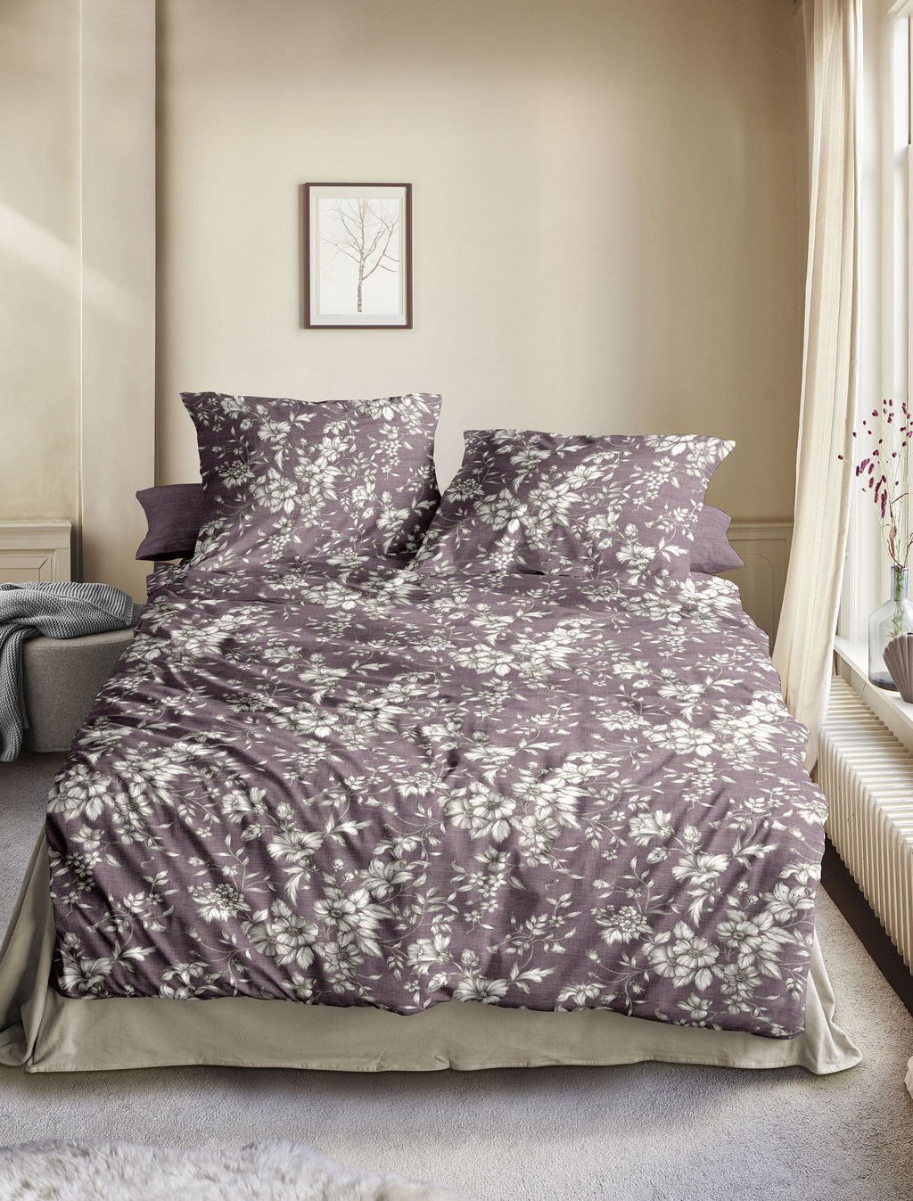 Bild von Irisette Flausch-Cotton Bettwäsche Zobel 8558 mauve, 1 Bettbezug 135 x 200 cm + 1 Kissenbezug 80 x 80 cm