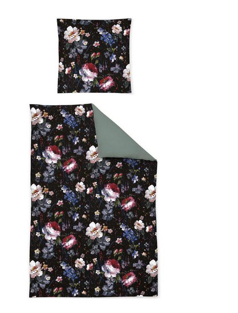 Bild von Irisette Bettwäsche Irisette Opal Mako-Satin Bettwäsche 155x220 Rosen Wende black 8817-99, Mako-Satin, 2 teilig