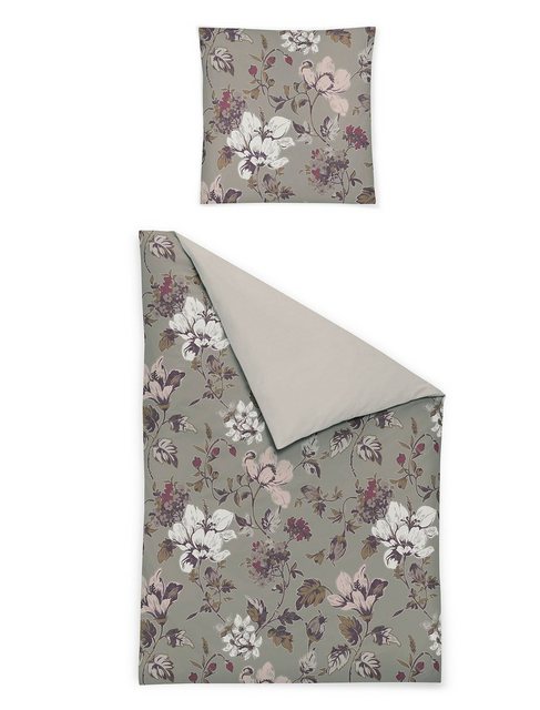 Bild von Irisette Bettwäsche Irisette Palma Mako-Satin Bettwäsche 135x200 Blüten beige Wende 8347-, Mako-Satin, 2 teilig