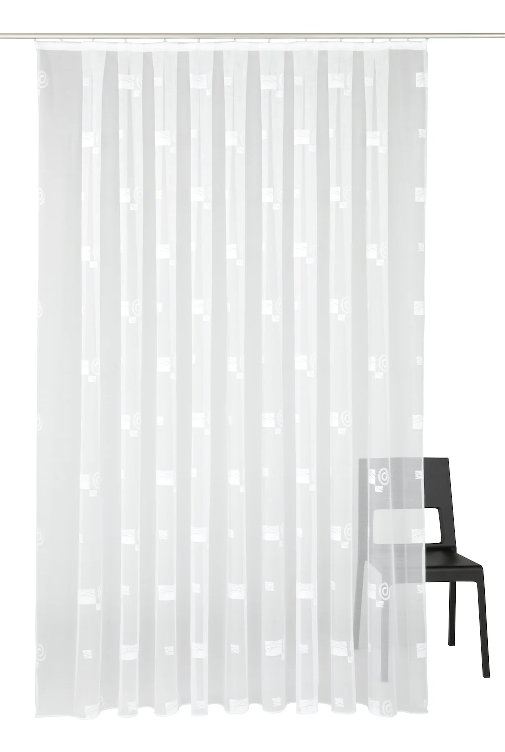 Bild von Gardine WECKBRODT "Jacquardstore BL-MW", weiß, B:400cm H:95cm, Polyester, Gardinen, feste Falten, Polyester, Strukturmuster, Motiv, nach Maß