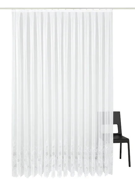 Bild von Gardine WECKBRODT "Jacqu", weiß, B:350cm H:145cm, Polyester, Gardinen, Polyester, Strukturmuster, Motiv, nach Maß