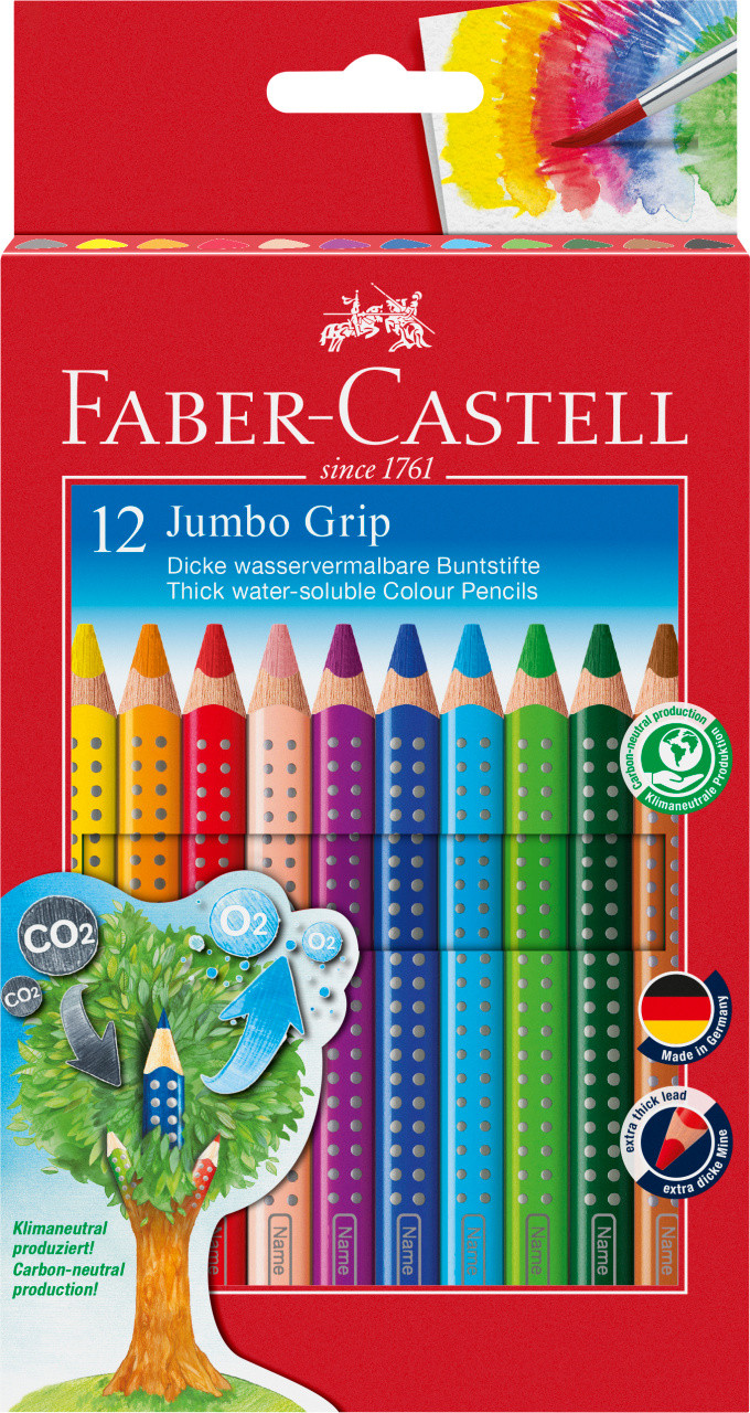 Bild von 12 dicke Buntstifte dreieckig | Faber-Castell Jumbo GRIP