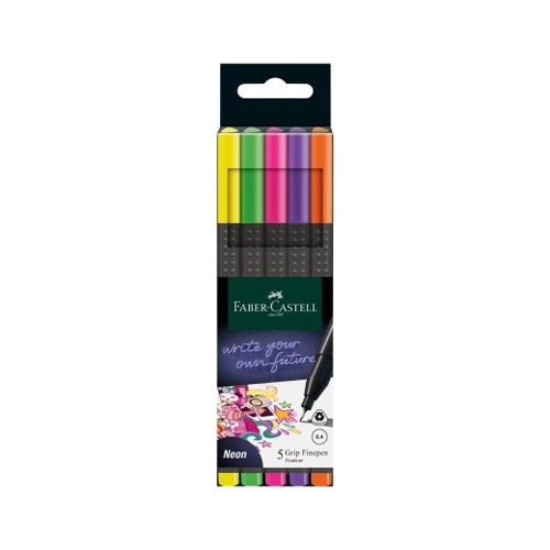 Bild von Faber-Castell Fineliner Grip Finepen neon 5er Set