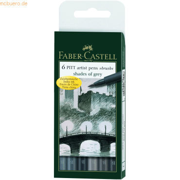 Bild von Faber-Castell 167104 - Tuschestift PITT artist pen brush -Shades of grey- 6er Packung