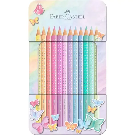 Bild von 12 Buntstifte FABER CASTELL, Gravur möglich, Butterfly Metalletui personalisierbar