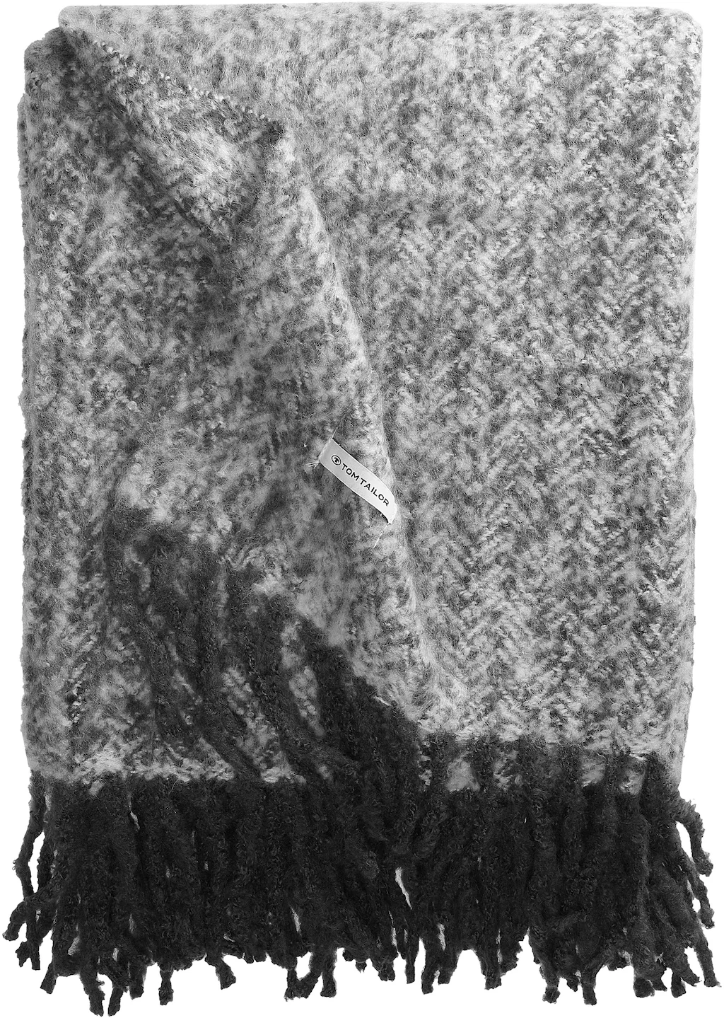 Bild von Wolldecke WOOLY HERRINGBONE Tagesdecke, TOM TAILOR, 130 x 170 cm in Anthrazit