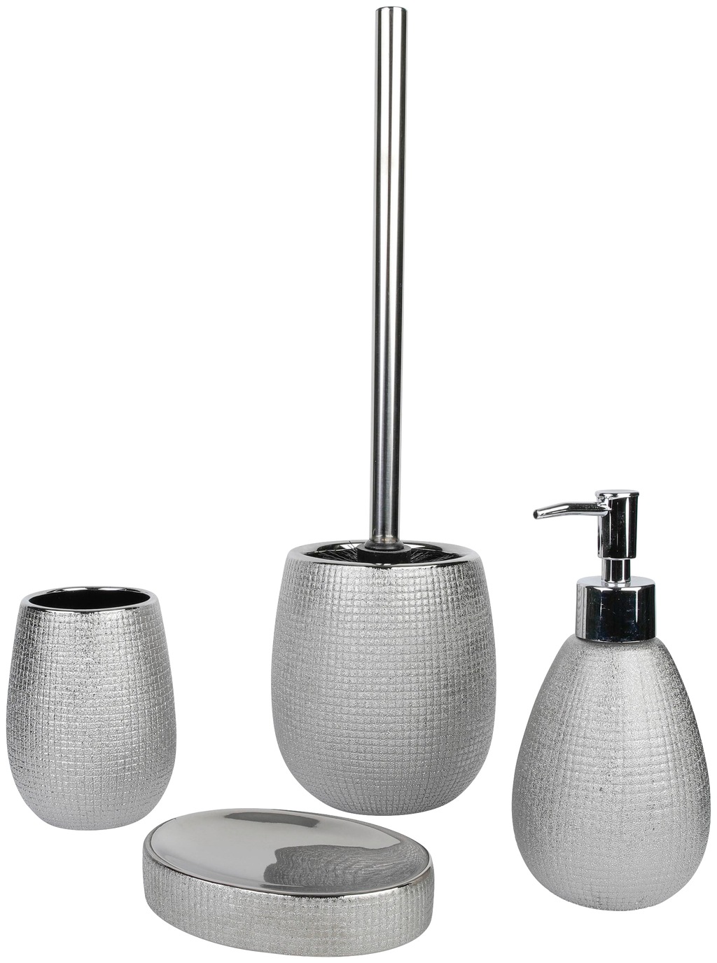 Bild von axentia Glitzer-Badezimmer-Set Hollywood - 4-teiliges, silberfarbenes Bad-Set, ca. 13 x 32 x 20 cm, Silber/Schwarz