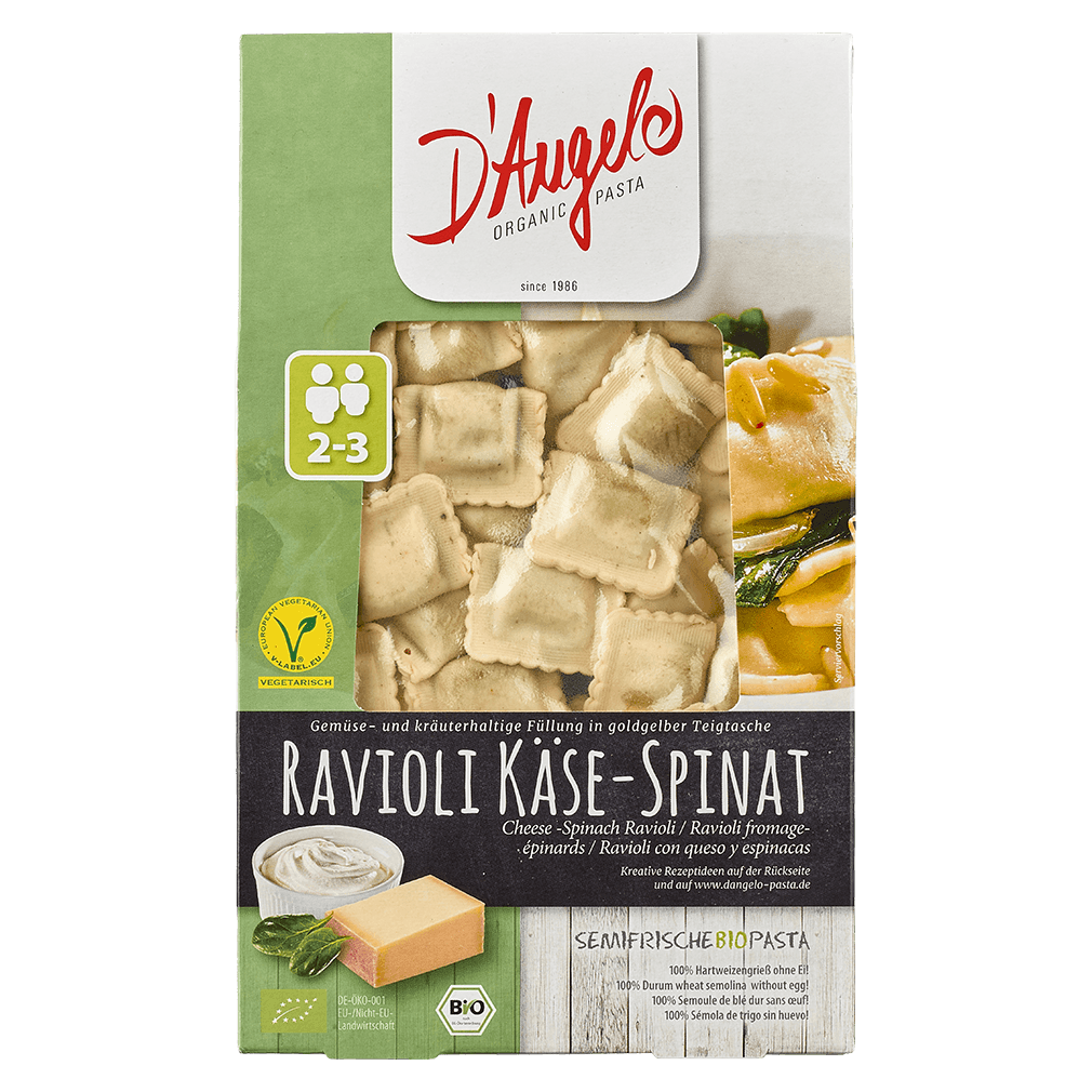 Bild von D'Angelo Pasta Ravioli mit Käse & Spinat (250 g) - Bio