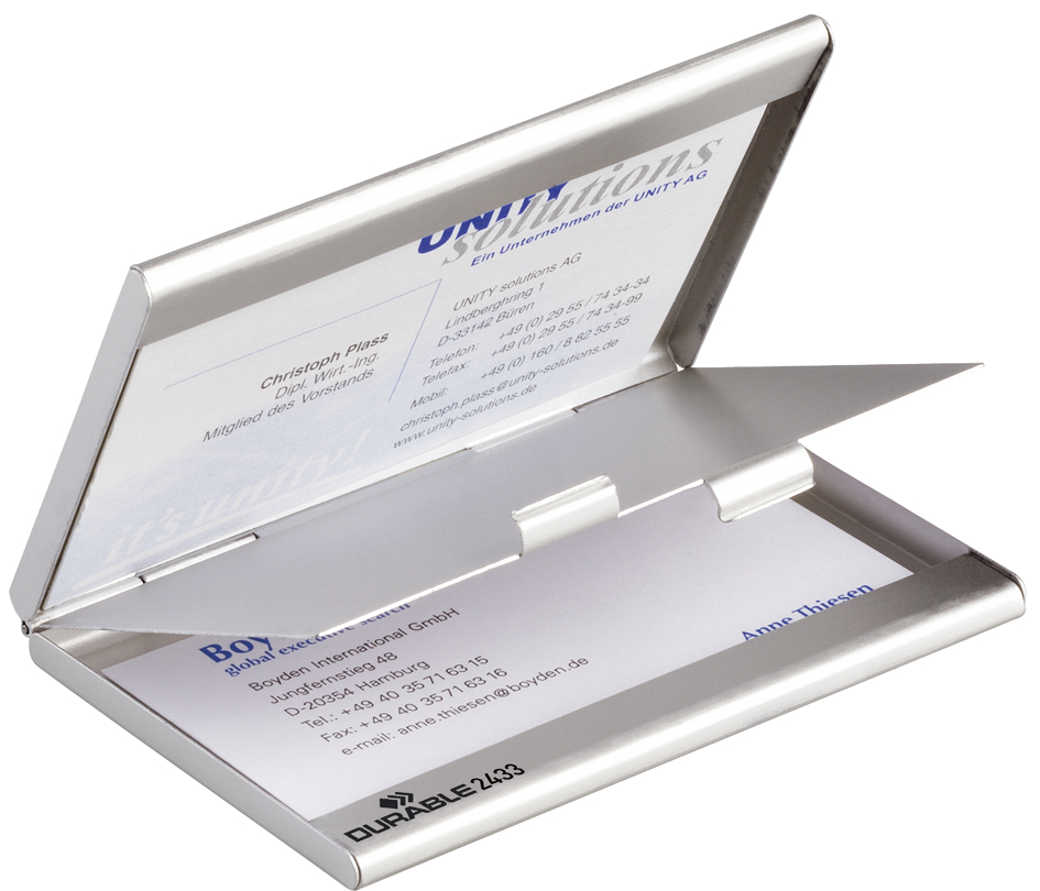 Bild von DURABLE Visitenkartenhülle DURABLE Visitenkartenetui Business Card 20Karten 90x55mm Alu 2433-23, für20 Visitenkarten