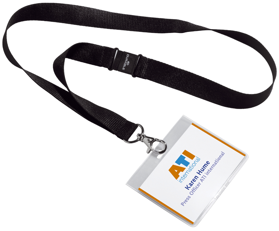 Bild von DURABLE Hinweisschild Namensschild mit Textilband 20 schwarz 90x60mm VE=5 Stück