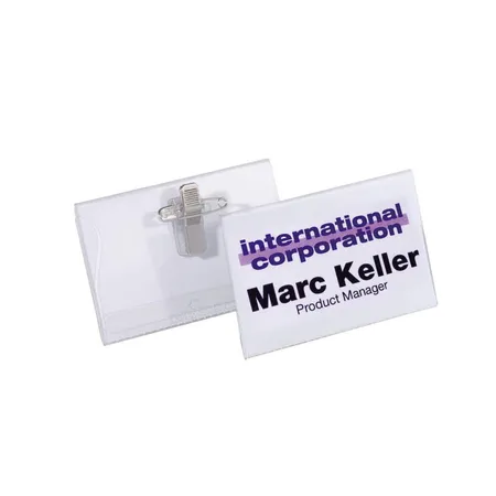 Bild von DURABLE Hinweisschild Namensschilder mit Kombiklemme 40x75mm transparent VE=50 Stück