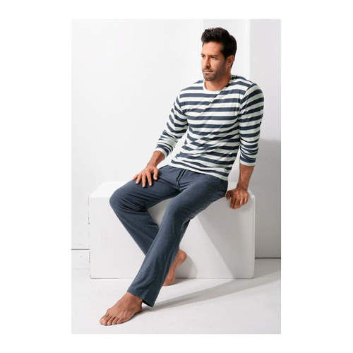Bild von HIS Pyjama Set Blau Unifarben für Herren - 48
