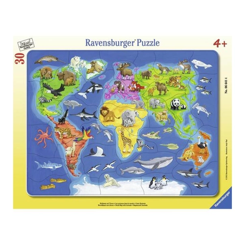 Bild von Ravensburger, 6641, Weltkarte mit Tieren