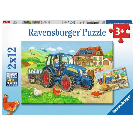 Bild von Ravensburger Baustelle und Bauernhof Puzzle, 2 x 12 Teile