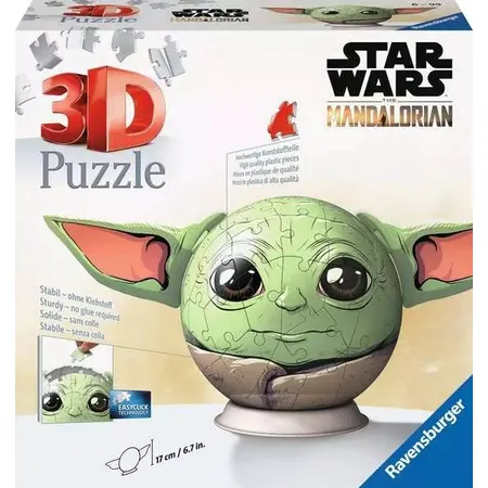 Bild von Ravensburger 3D-Puzzle 72 Teile 3D Puzzle Star Wars Mandalorian Grogu Ball mit Ohren 11556, 72 Puzzleteile