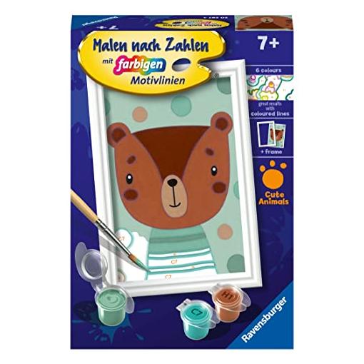 Bild von Ravensburger 20287 - Malen nach Zahlen, Knuffiger Bär, 12x8,5cm, Malset