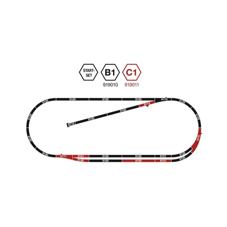 Bild von Fleischmann Gleisset C1 1:160 Spur N DC mit Bettung (919011)