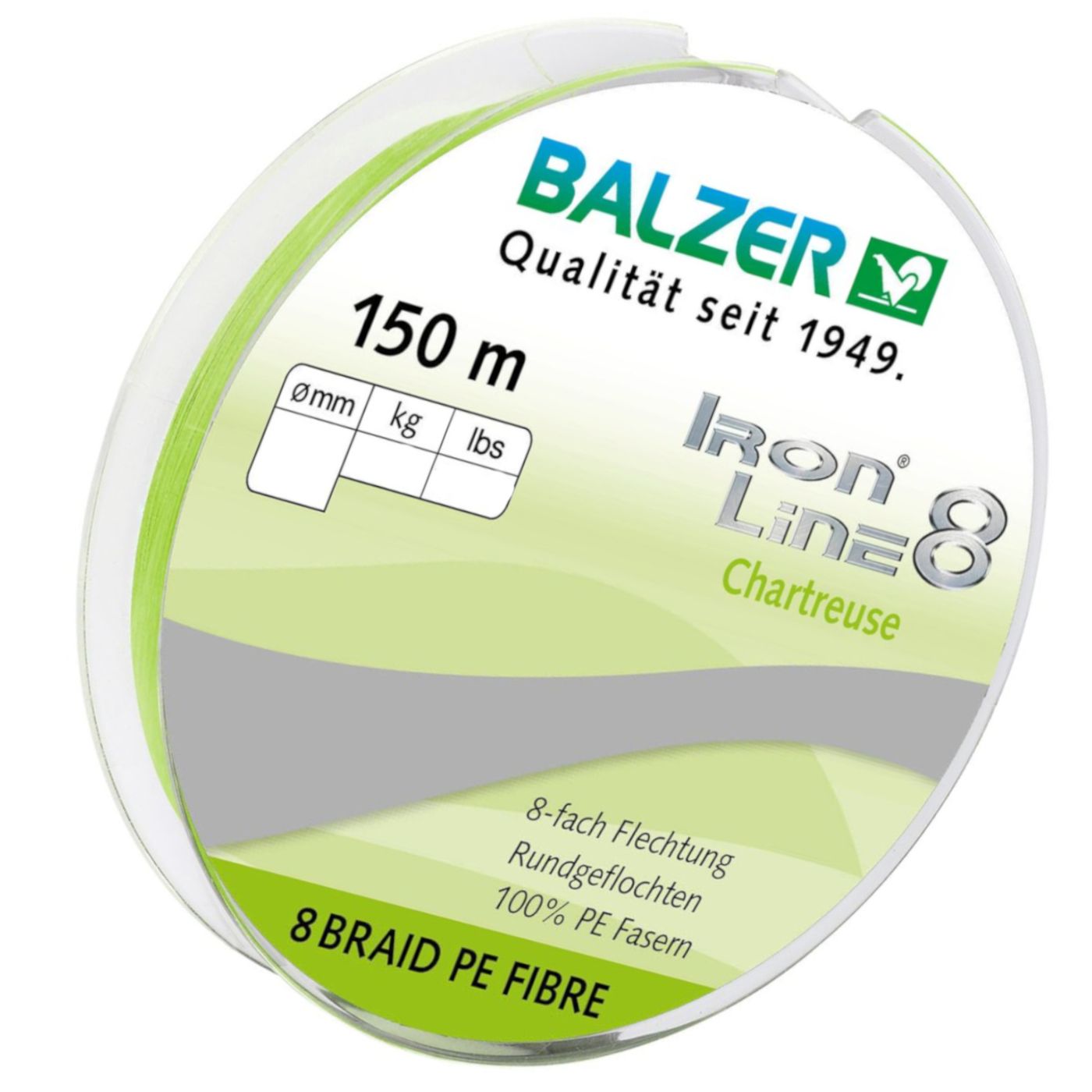 Bild von BALZER Iron Line 8 0,08mm 7,2kg 150m Chartreuse (0,09 € pro 1 m)