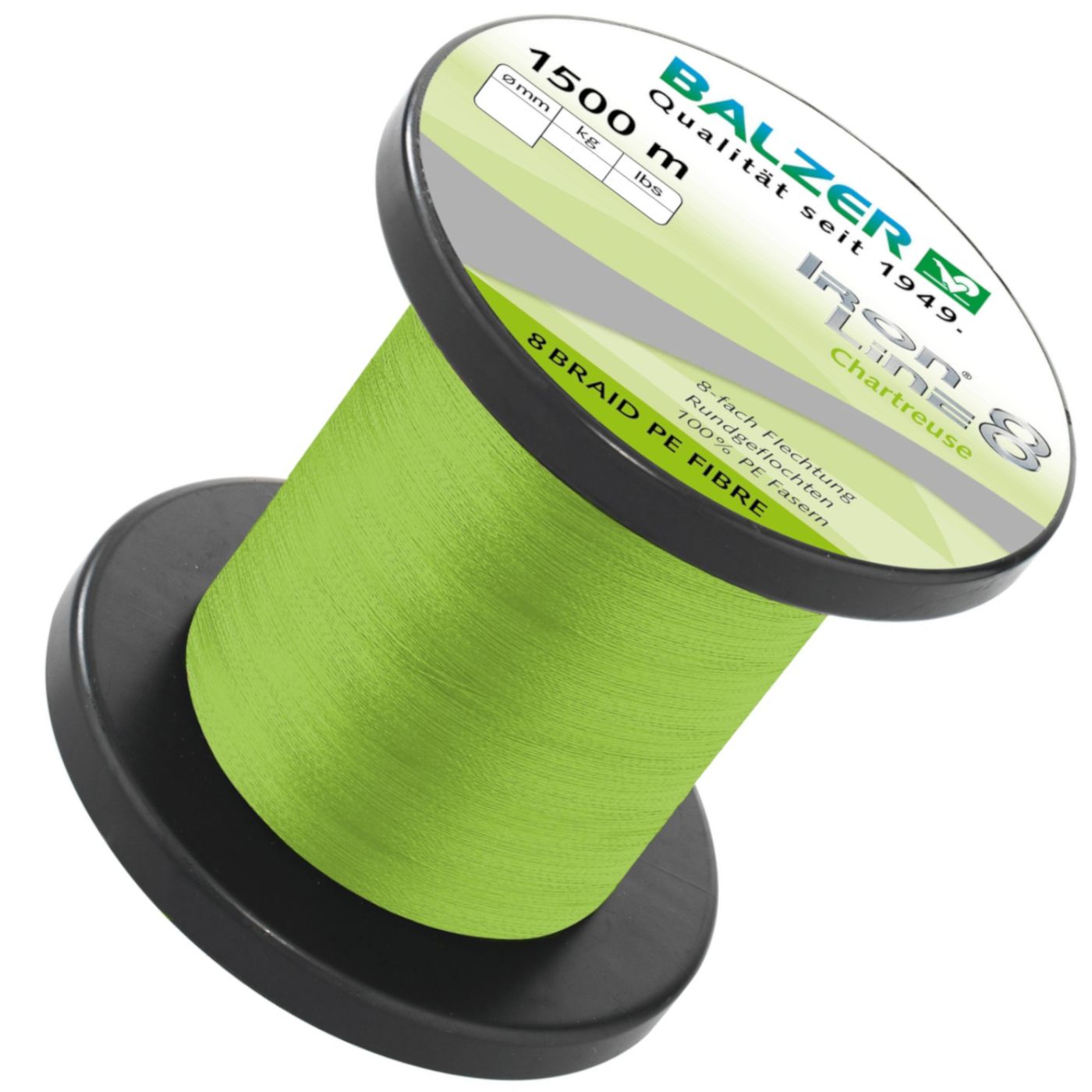 Bild von Balzer Angelschnur Balzer Chartreuse Iron Line - 1500m geflochtene Angelschnur, 0.14 m Länge, 0.14 mm Fadendurchmesser, (1500-St)