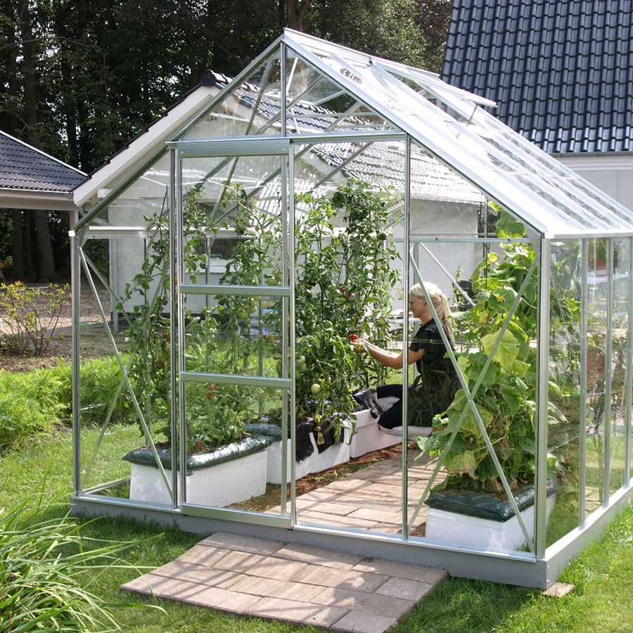Bild von Vitavia Gewächshaus Merkur Tomatenhaus Silber, 3 mm, 258x257x232 cm (LxBxH),ESG (Einscheibensicherheitsglas, kristallklar)