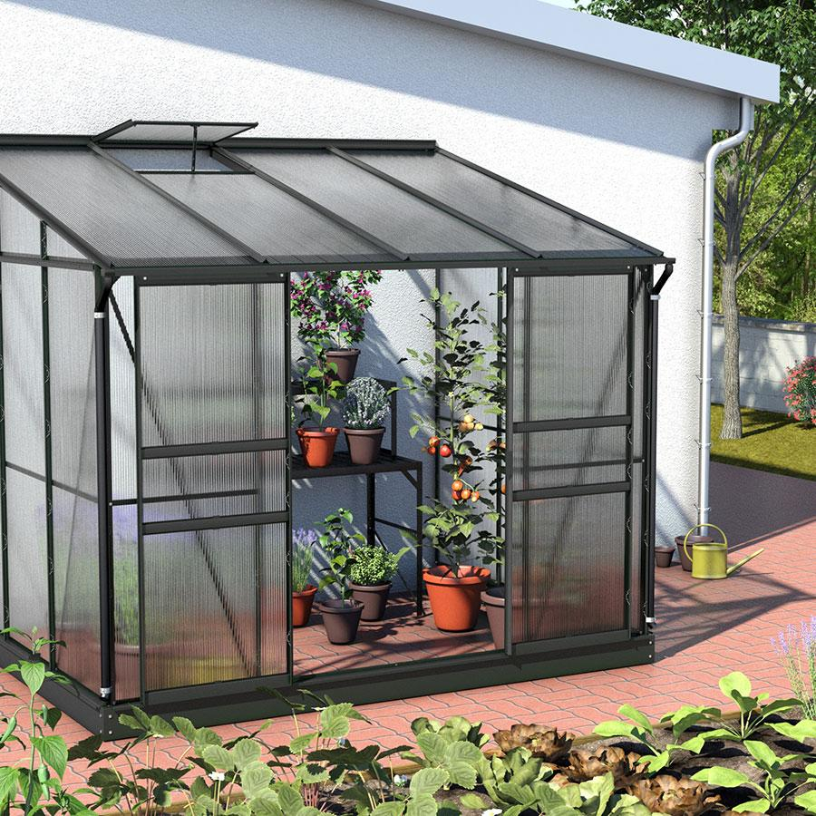 Bild von Vitavia Anlehngewächshaus Osiris Tomatenhaus Schwarz, 6 mm, 201x262x221 cm (LxBxH)
